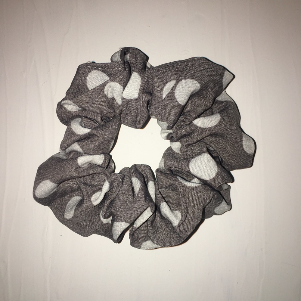Grey Polka Dot Scrunchie